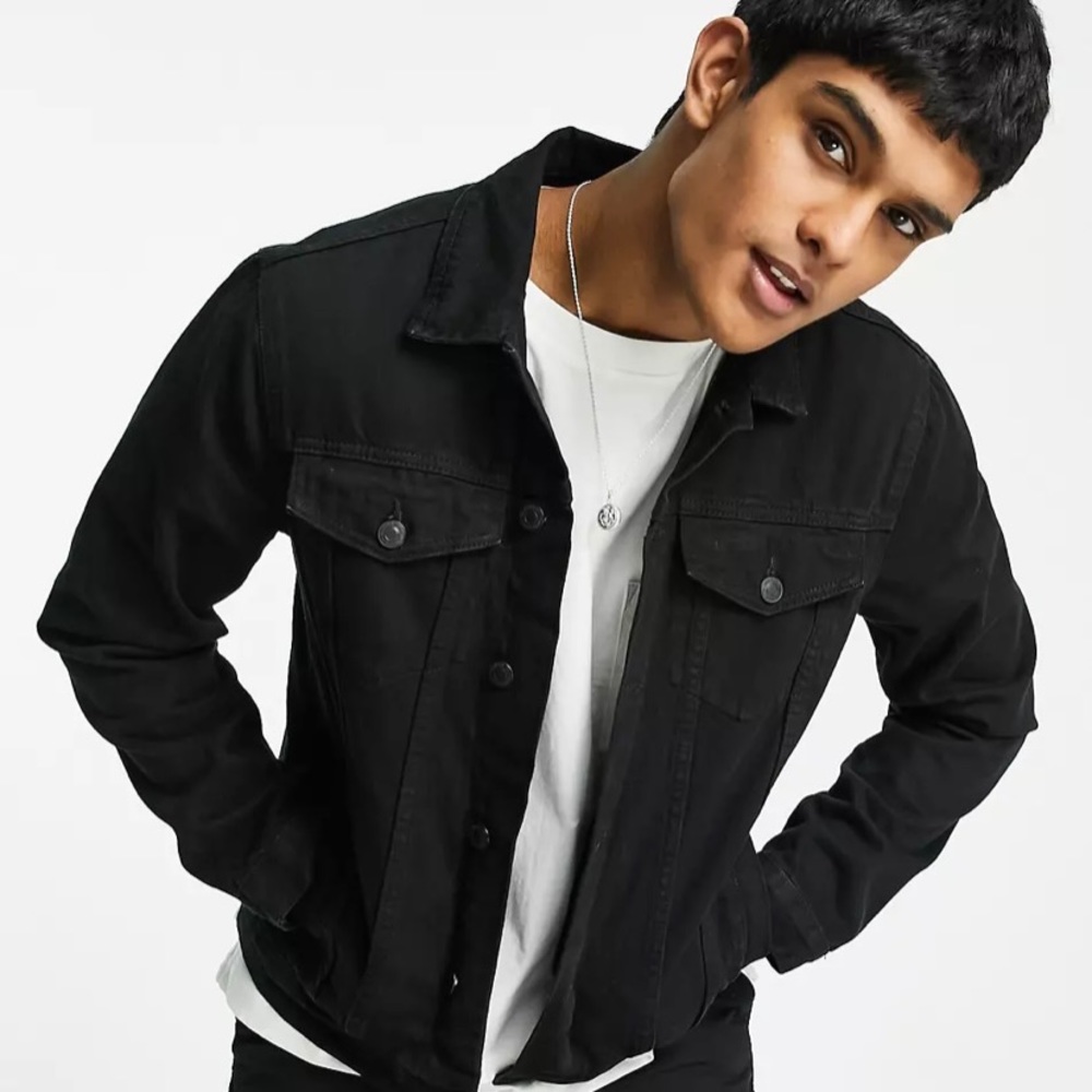 New Look regular fit denim jacket in black wash ASOS XL
